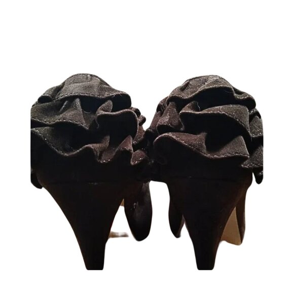 Rue 21 Women's Brown Suede Ruffles Booties - Picture 5 of 7